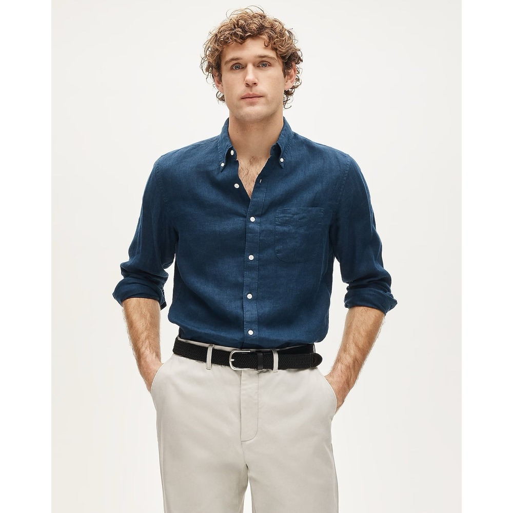 J. CREW Baird McNutt Irish linen shirt in Ink Size M $118 BE554